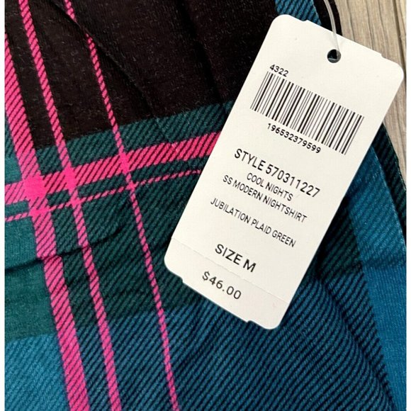 SOMA COOL NIGHTS Modern Sleep Night Shirt PJ Gown Plaid Green SMALL & MEDIUM $46 - Picture 5 of 10
